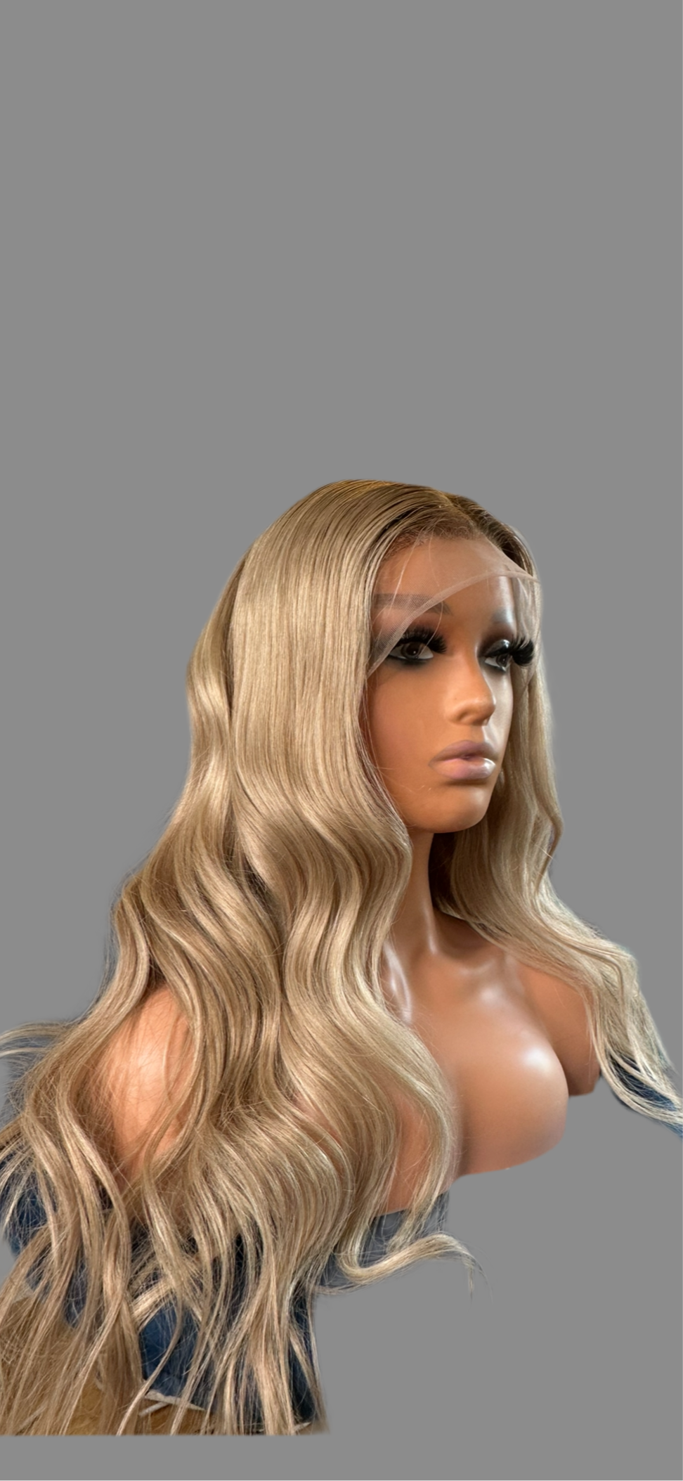 SHAY - Perruque Lace Frontal 13x4 Transparent 180% densité highlight blond cuivré Virgin Hair