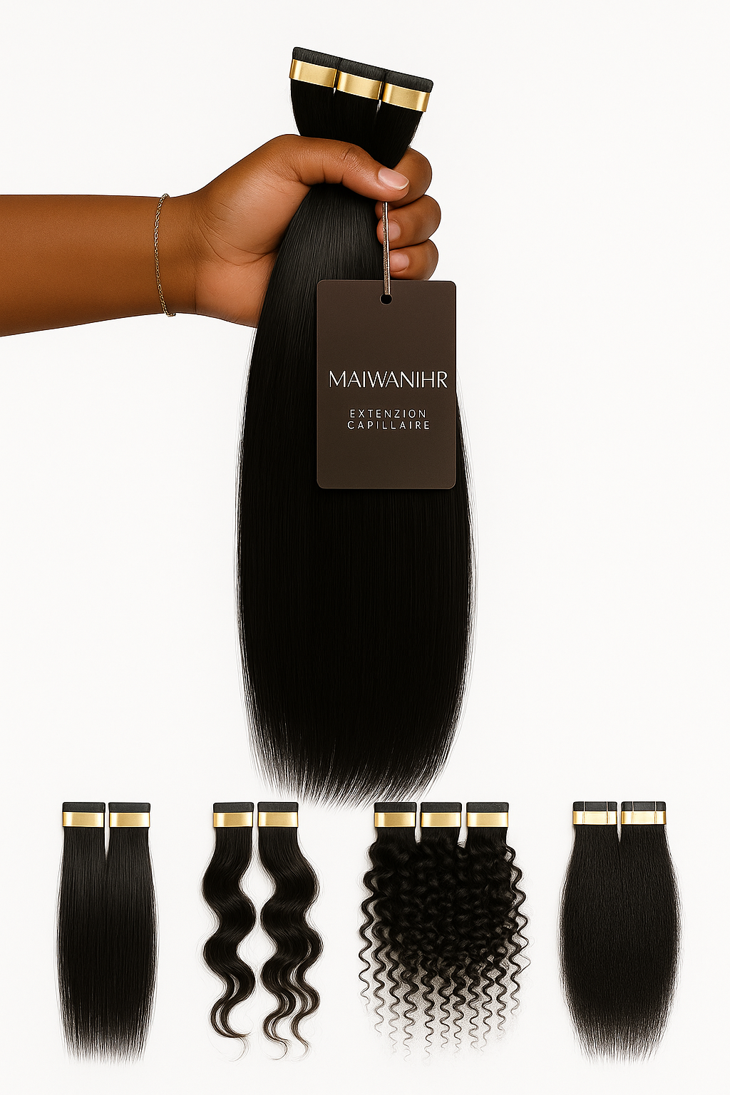 Lot de 3 extensions tape-in MaïwaniHair cheveux couleurs naturelles