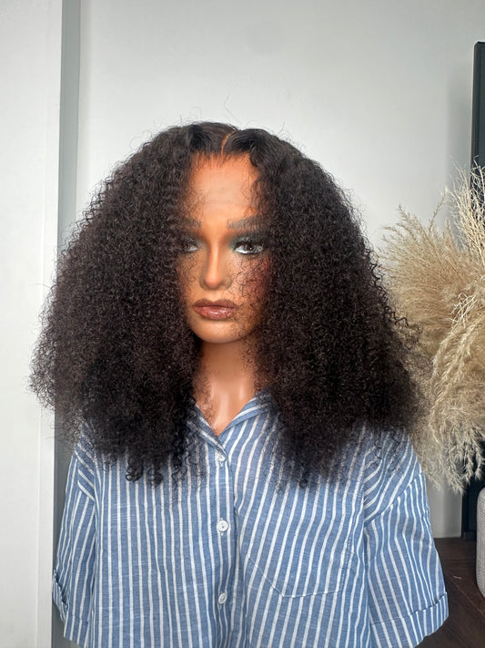 NESSA - Perruque Lace Frontal 13x4 Transparente Kinky Curly Virgin Hair