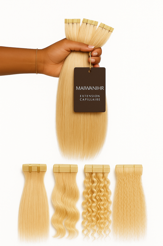 Extensions tape in blond platine 613 MaÏwanihair 100% cheveux naturels
